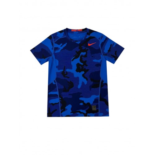 Nike Pro Γυναικείο Compression T-Shirt Μπλε Camo
